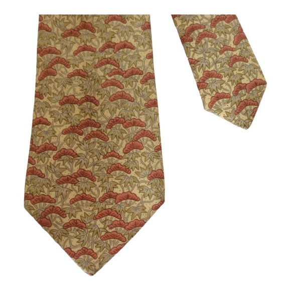 HERMÈS PARIS Tricolor Flower & Leaf Print Silk Tie France 59"/ 3".1/4 EX CD - Picture 6 of 7